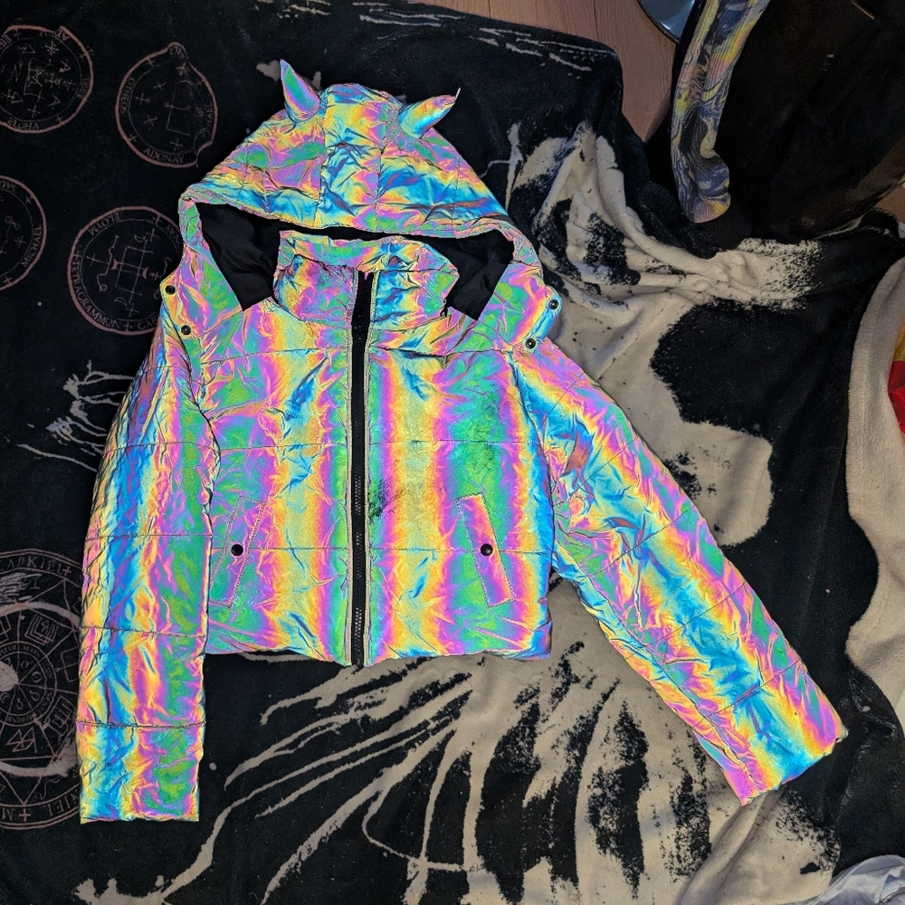 Holographic Women's Jacket with Hood